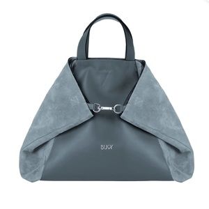Bukvy 3 in 1 leather backpack satchel purse in pewter blue gray